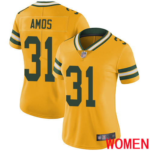 Green Bay Packers Limited Gold Women #31 Amos Adrian Jersey Nike NFL Rush Vapor Untouchable->green bay packers->NFL Jersey